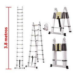 Escalera telescópica tipo tijera 3.8 metros Multiusos
