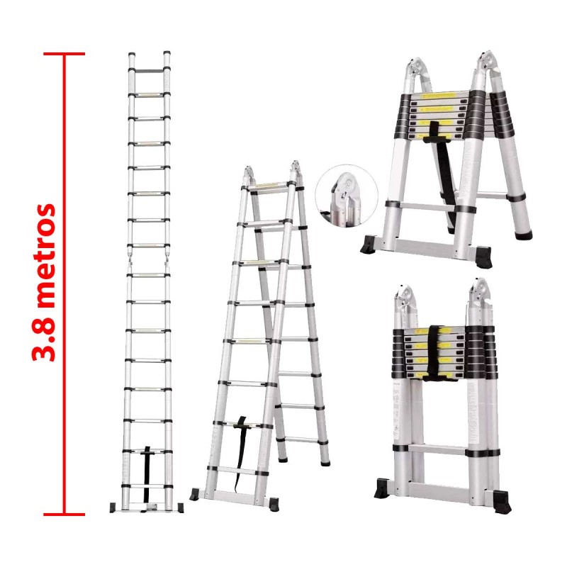 Escalera telescópica tipo tijera 3.8 metros Multiusos