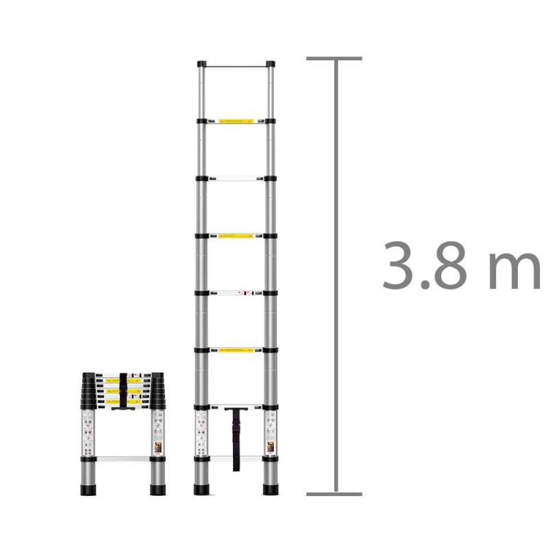 Escalera telescópica de aluminio de 3.8 Metros multiusos