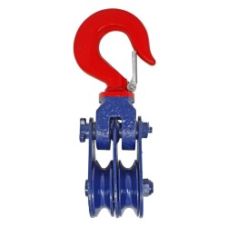 Polea doble giratoria pasteca de 5" para 4 tons. con gancho y seguro 1/2" 274172 OBI