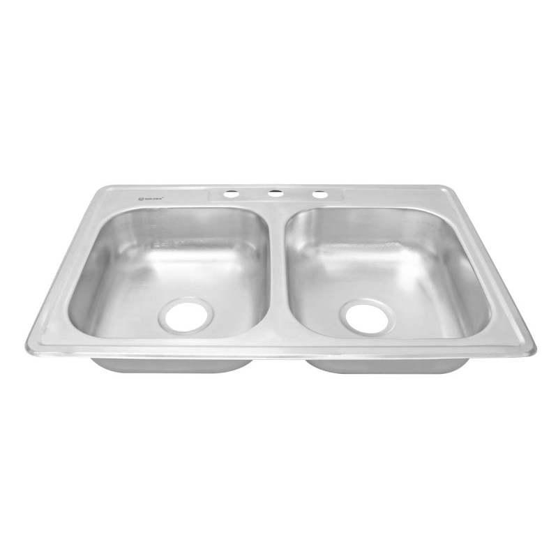 Tarja doble de acero inoxidable 83 x 56 cm Solvex