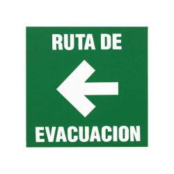 Letrero Ruta de Evacuación izquierda 18 x 18 cm fotoluminiscente