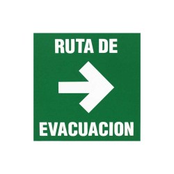 Letrero Ruta de Evacuación derecha 18 x 18 cm fotoluminiscente