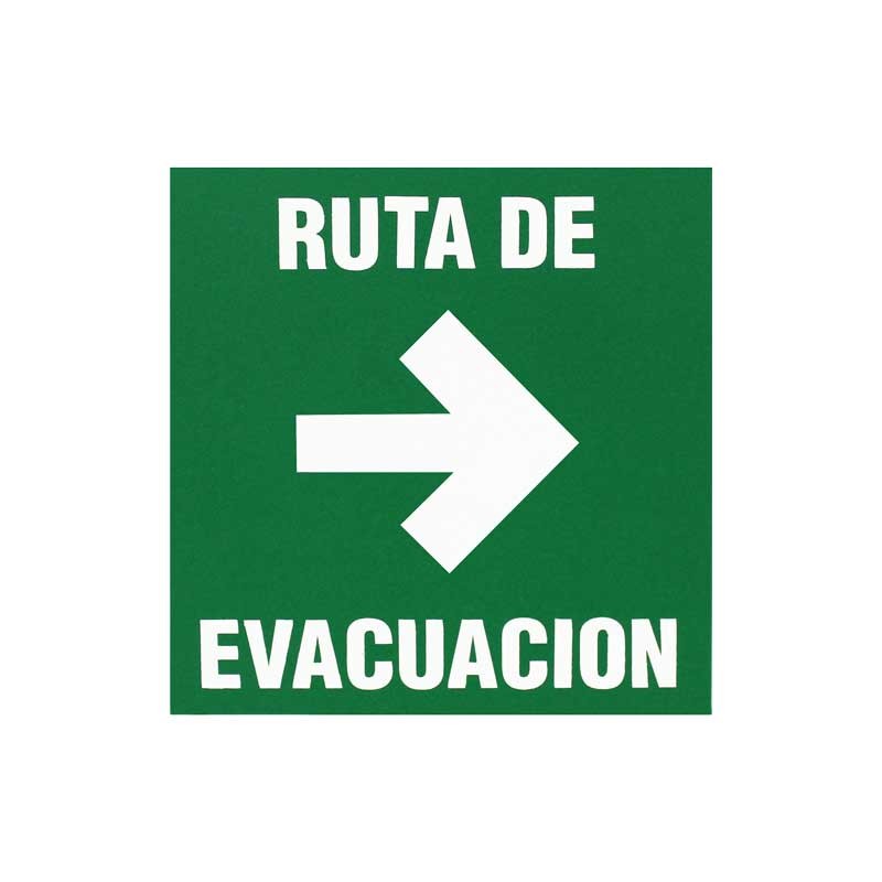 Letrero Ruta de Evacuación derecha 18 x 18 cm fotoluminiscente