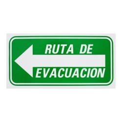 Letrero Ruta de Evacuación izquierda 40 x 20 cm