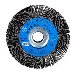Rueda flap con brida metálica 1-1/2" x 1" x 6" grado 120 X-89 Cinasa