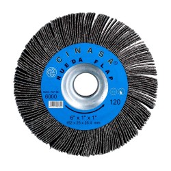 Rueda flap con brida metálica 1" x 1" x 6" grado 120 X-89 Cinasa