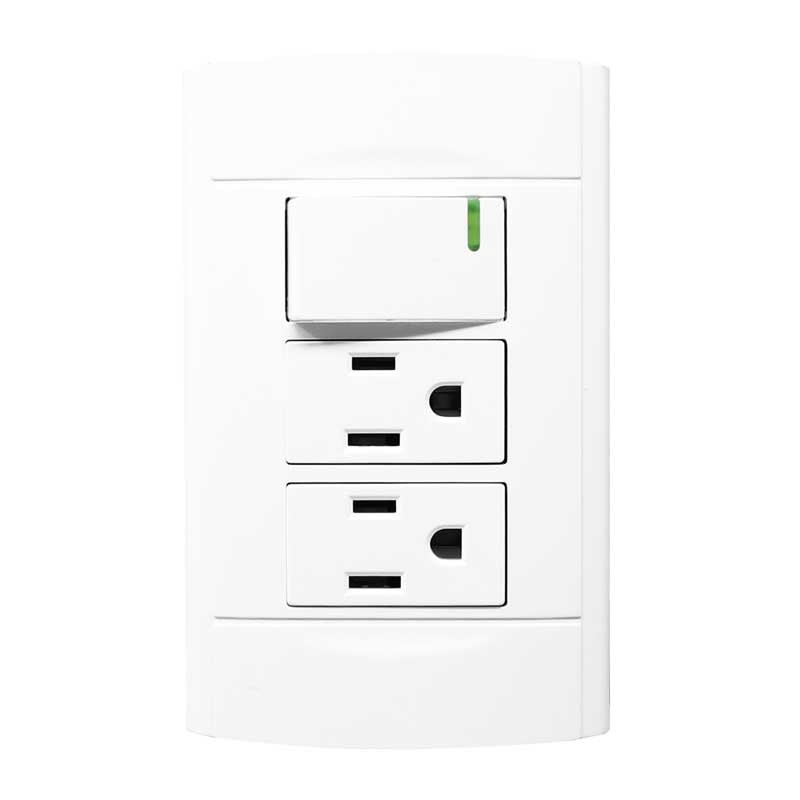 Placa con apagador y 2 contactos 4533 Sanelec