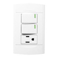 Placa con 2 apagadores y 1 contacto 4516 Sanelec