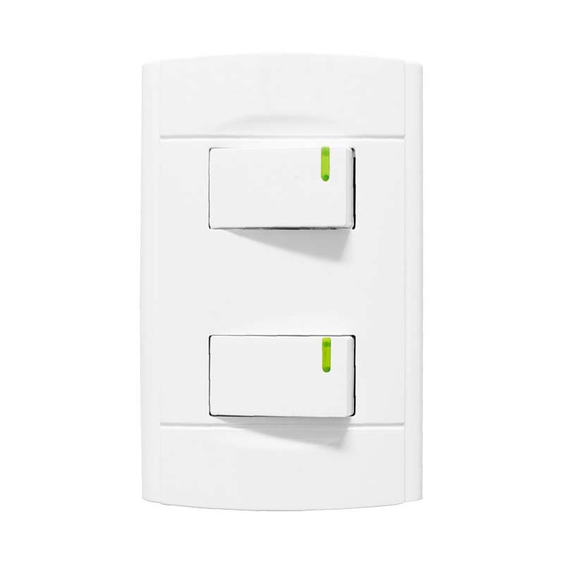 Placa con 2 apagadores sencillos con reflejante 4442 Sanelec