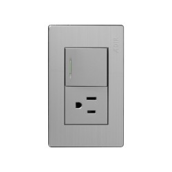 Placa con apagador sencillo y contacto acero inoxidable 4678 Adir