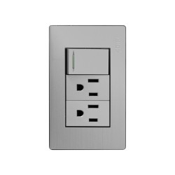 Placa con apagador sencillo y 2 contactos acero inoxidable 4676 Adir