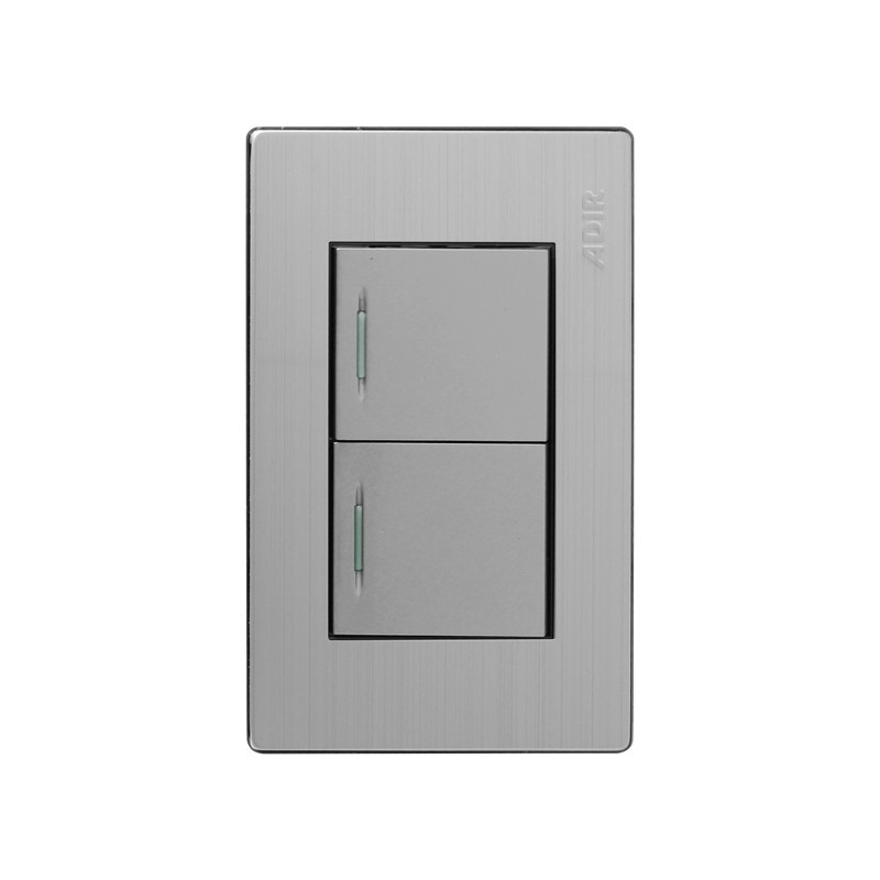 Placa con 2 apagadores de escalera y reflejante acero inoxidable 4674 Adir