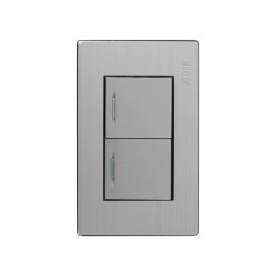 Placa con 2 apagadores sencillos con reflejante acero inoxidable 4671 Adir