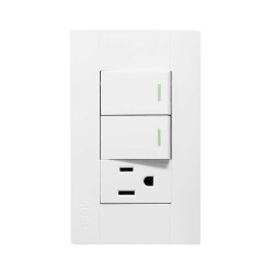 Placa con 2 apagadores sencillos y contacto 4104 Adir