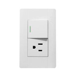 Placa con apagador de escalera y contacto 4100 Adir