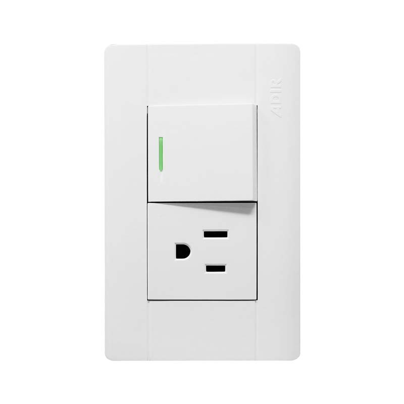 Placa con apagador sencillo y contacto 4099 Adir