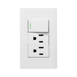 Placa con apagador sencillo y 2 contactos 4097 Adir