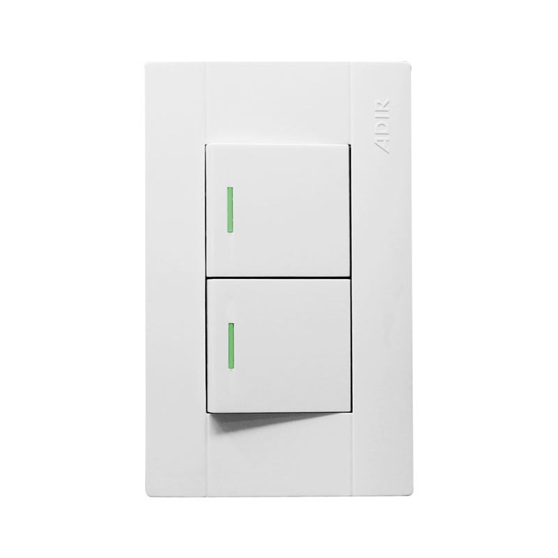 Placa con 2 apagadores sencillos con reflejante 4093 Adir