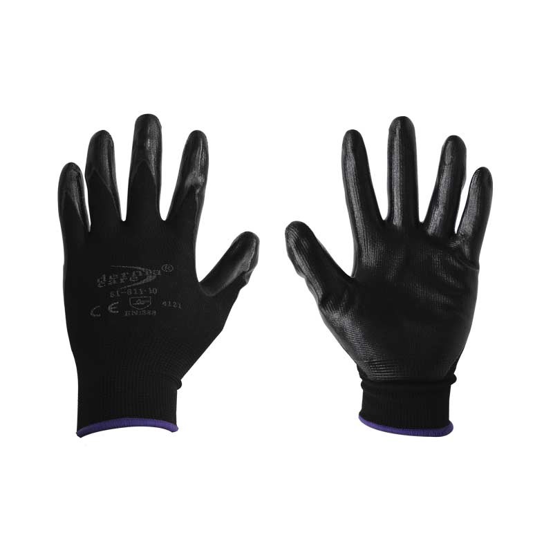 Guantes de nylon negro con nitrilo sólido #8 51-811 SUK