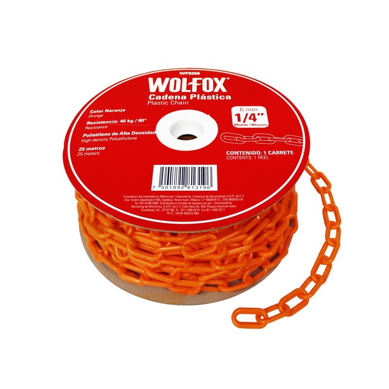 Cadena naranja de plástico 1/4" WF9356 Wolfox