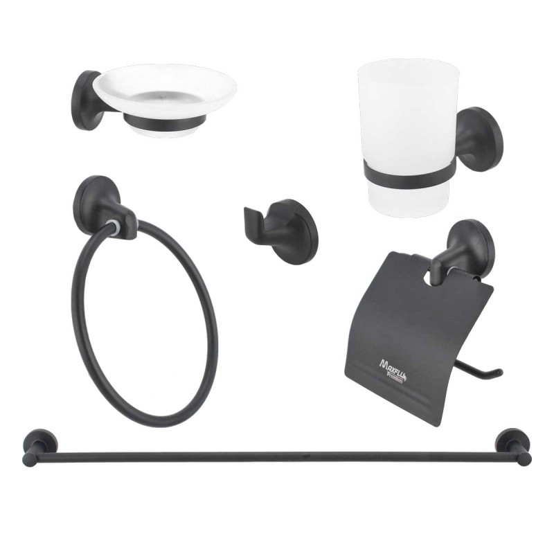 Juego de accesorios para baño negro mate 16250 Maxflu