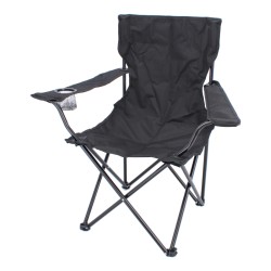 Silla plegable de campismo con portavaso negra MC-038 Mendoza