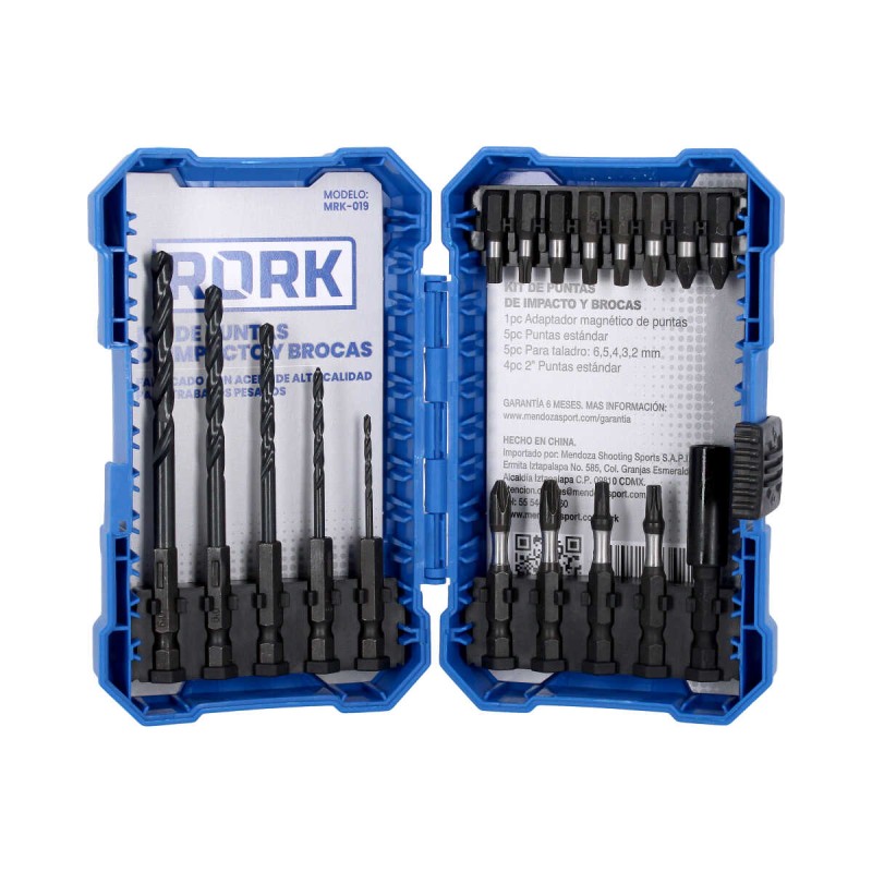 Kit de puntas de impacto y brocas 18 piezas MRK-019 RORK