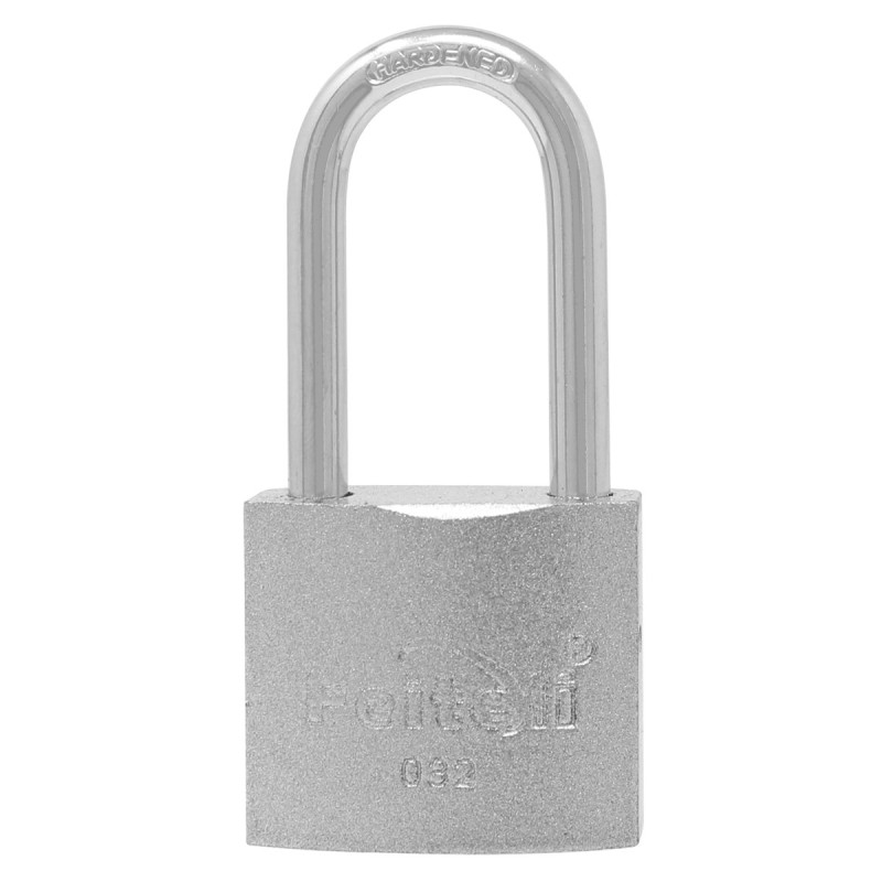 Candado de hierro gancho largo gris E2L 32 mm Feiteli