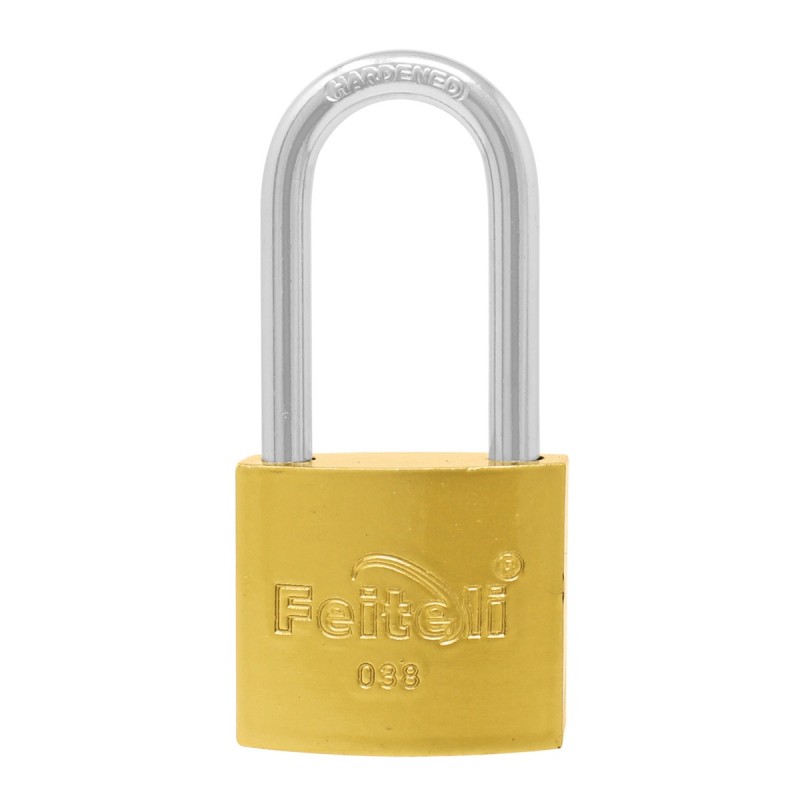 Candado de hierro gancho largo dorado E4L 38 mm Feiteli