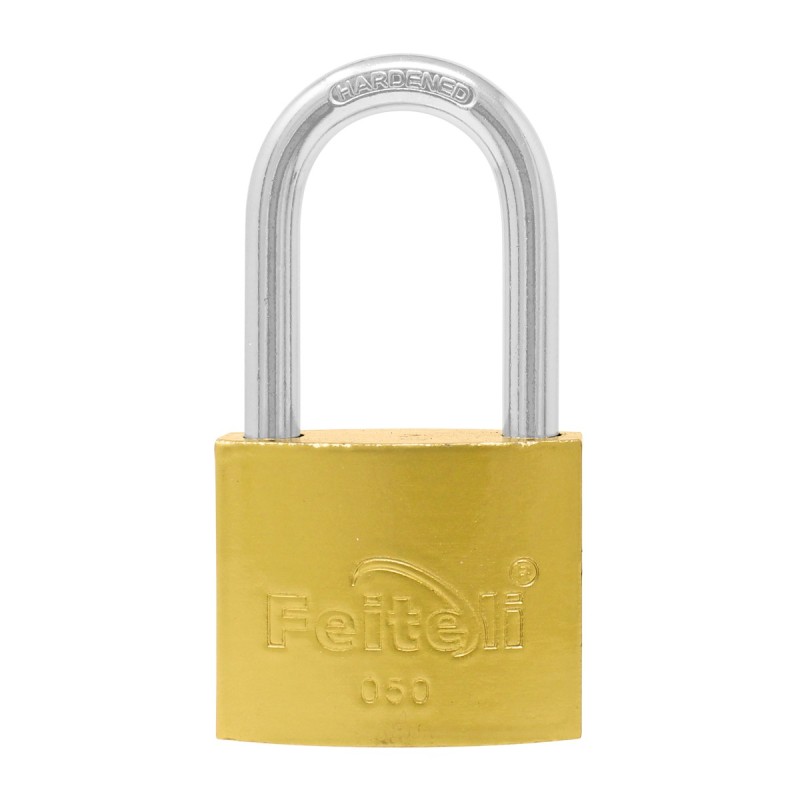 Candado de hierro gancho largo dorado E4L 50 mm Feiteli