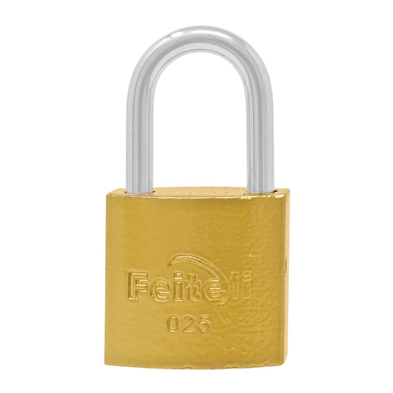Candado de hierro gancho largo dorado E4L 25 mm Feiteli