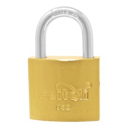 Candado de hierro gancho corto dorado E4 32 mm Feiteli