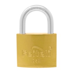 Candado de hierro gancho corto dorado E4 50 mm Feiteli