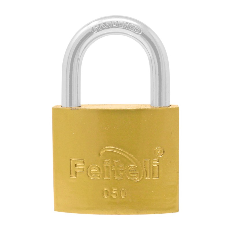 Candado de hierro gancho corto dorado E4 50 mm Feiteli