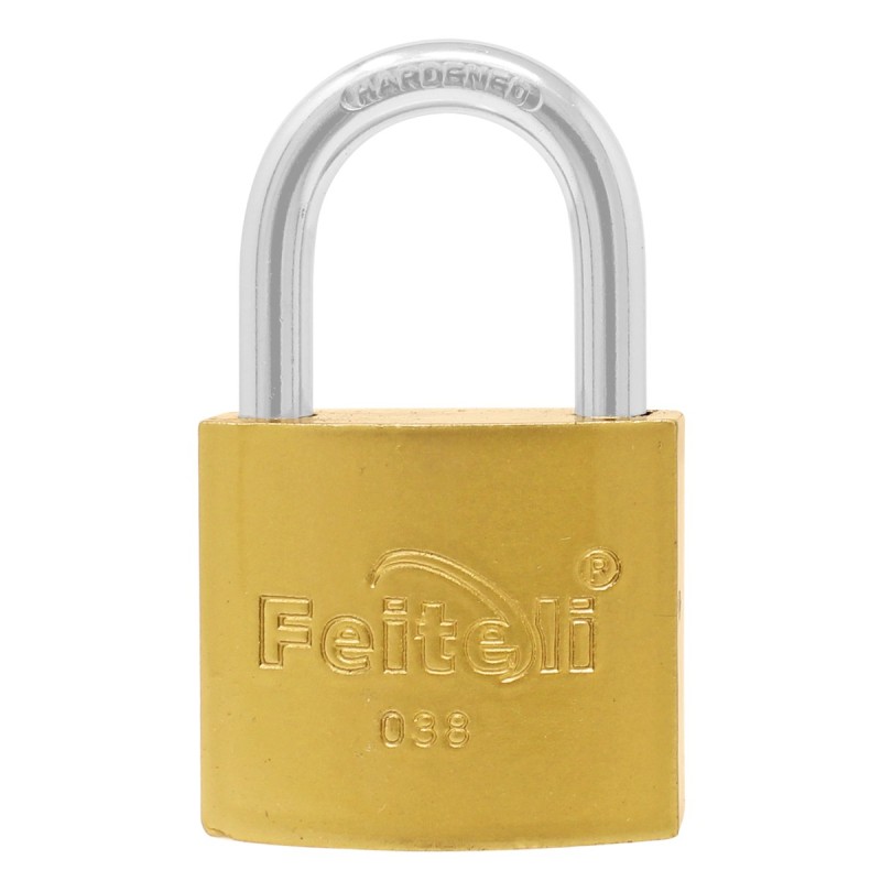 Candado de hierro gancho corto dorado E4 38 mm Feiteli