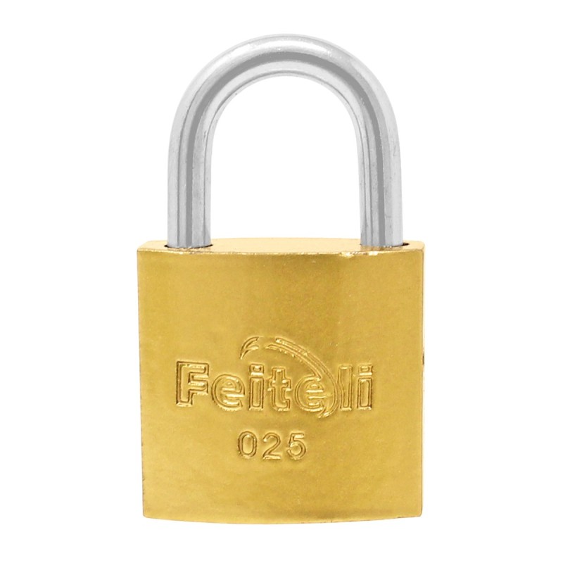 Candado de hierro gancho corto dorado E4 25 mm Feiteli
