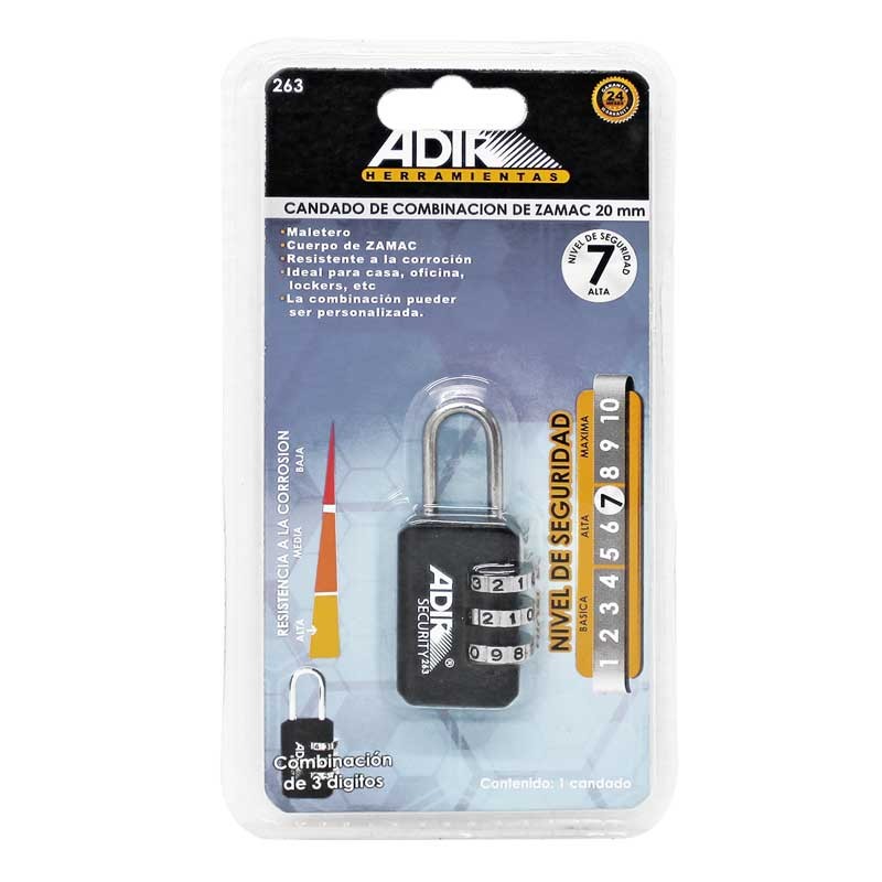 Candado de combinación 20 mm 263 Adir