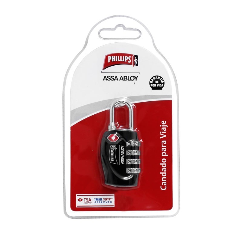 Candado de combinación para Viajes negro TSAM4 Phillips