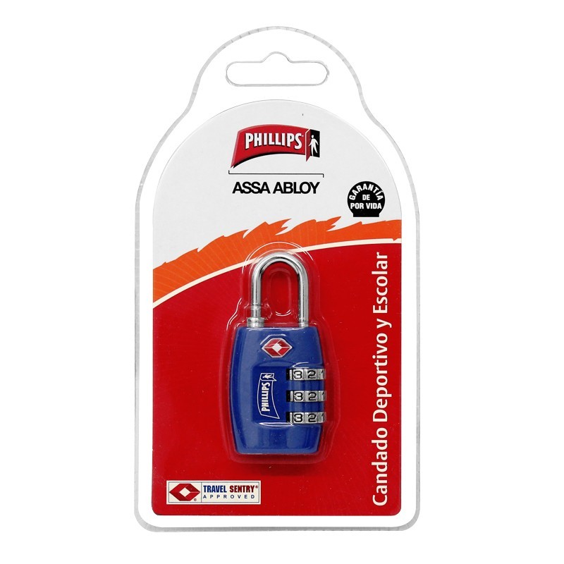 Candado de combinación azul 3 digitos TSAP3 Phillips