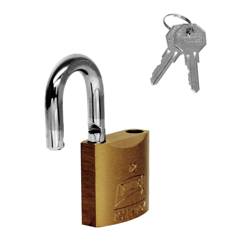 Candado gancho corto de latón macizo 12 Phillips