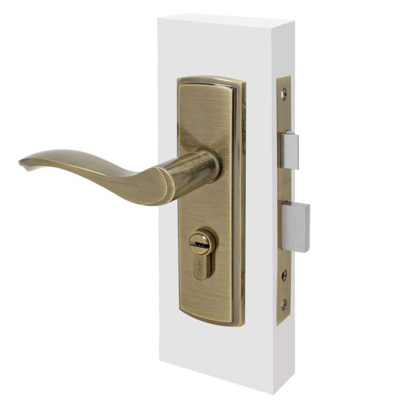 Cerradura de manija latón antiguo Garbo 29107 Ashico