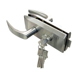 Cerradura para puerta de vidrio doble manija cilindro mariposa 1173 Herralum