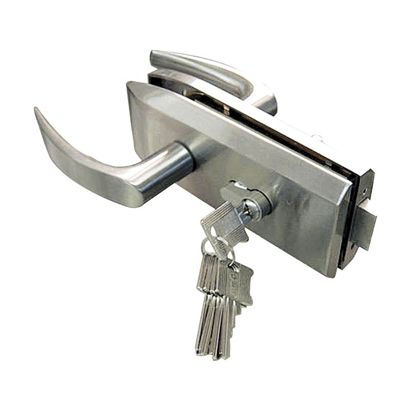 Cerradura para puerta de vidrio doble manija cilindro mariposa 1173 Herralum