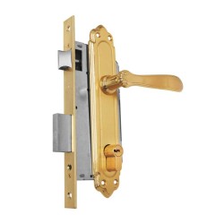 Cerradura para entrada principal izquierda latón brillante Barroco T60 Tesa