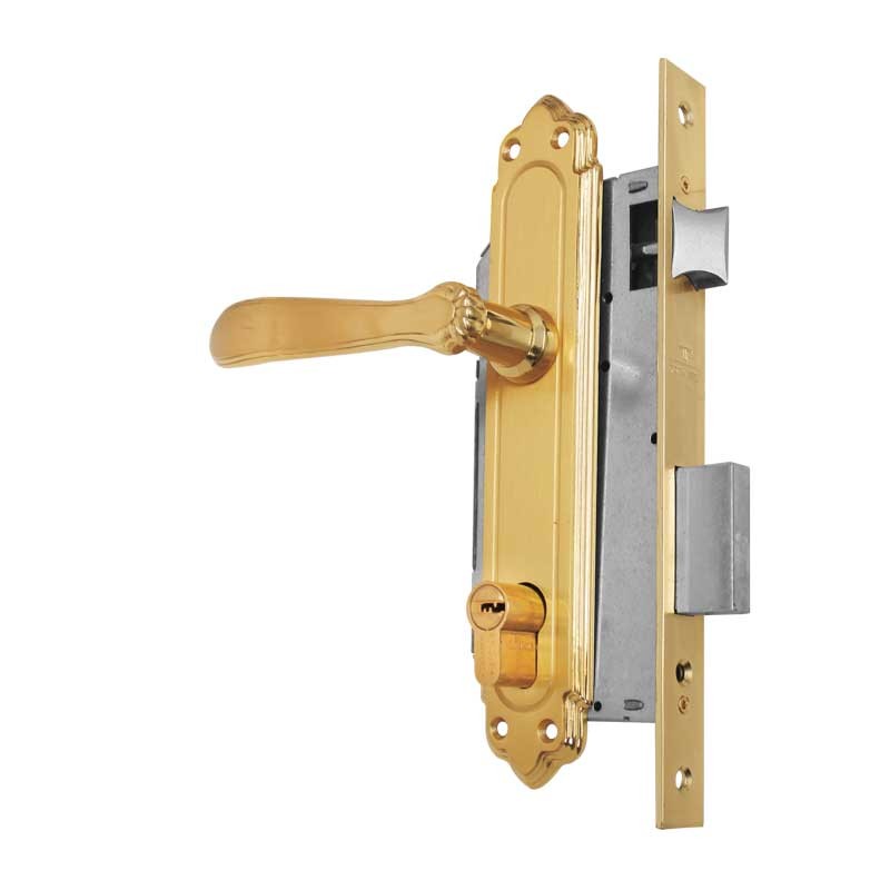 Cerradura para entrada principal derecha latón brillante Barroco T60 Tesa