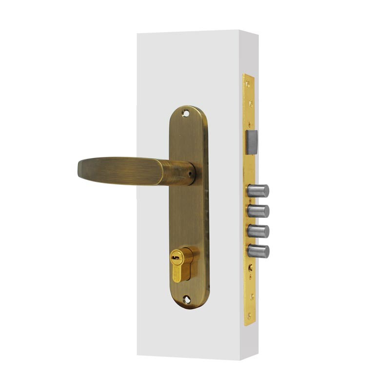 Cerradura para entrada principal latón antiguo MM Jerez Tesa