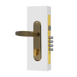 Cerradura para entrada principal derecha latón antiguo JM Jerez Tesa