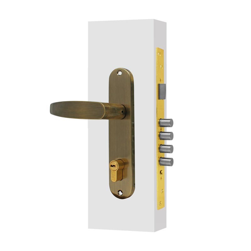 Cerradura para entrada principal derecha latón antiguo JM Jerez Tesa