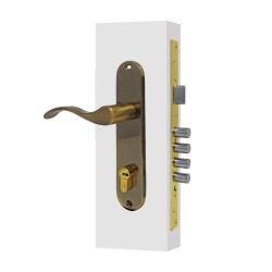 Cerradura para entrada principal derecha latón antiguo Hermes Tesa